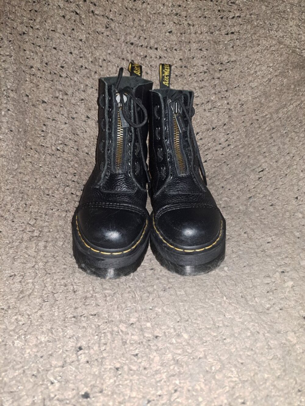 DR. MARTENS/DOC Sinclair-Black Milled Leather-Platform Boots-Sz 10L-8M-Near Mint - Picture 3 of 8
